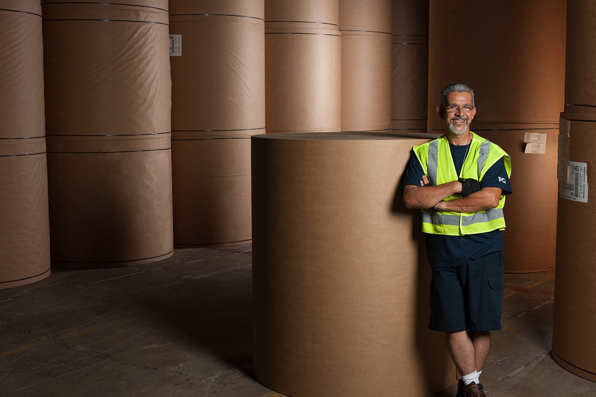 Man in Front of Rollstock