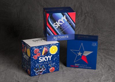 Assortment of Skyy Vodka Boxes