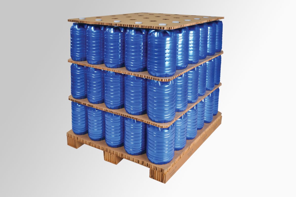 Water Bottles on Hexacomb Pallet