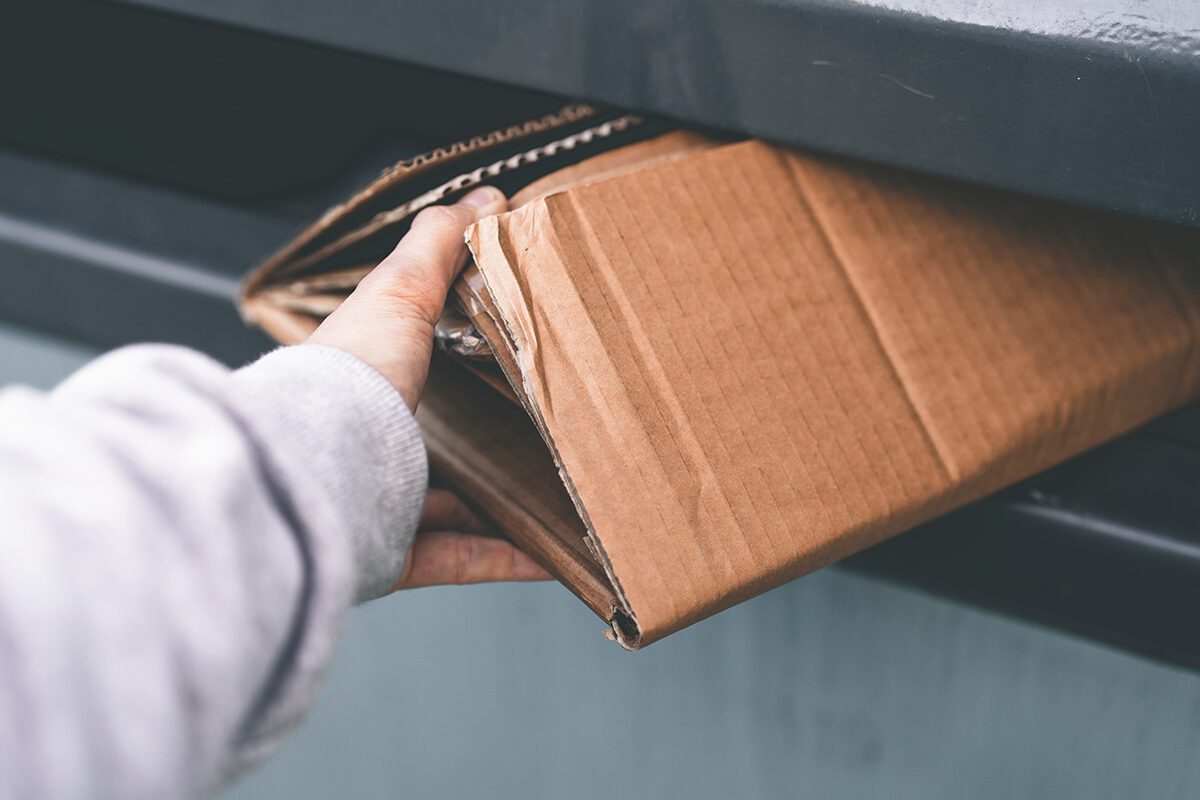 Placing Corrugated in a Recycling Bin