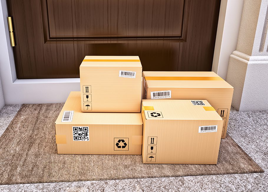 E-Commerce Packages on Doorstep