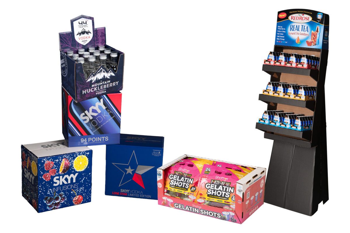 Assortment of Corrugated Beverage Retail Displays.